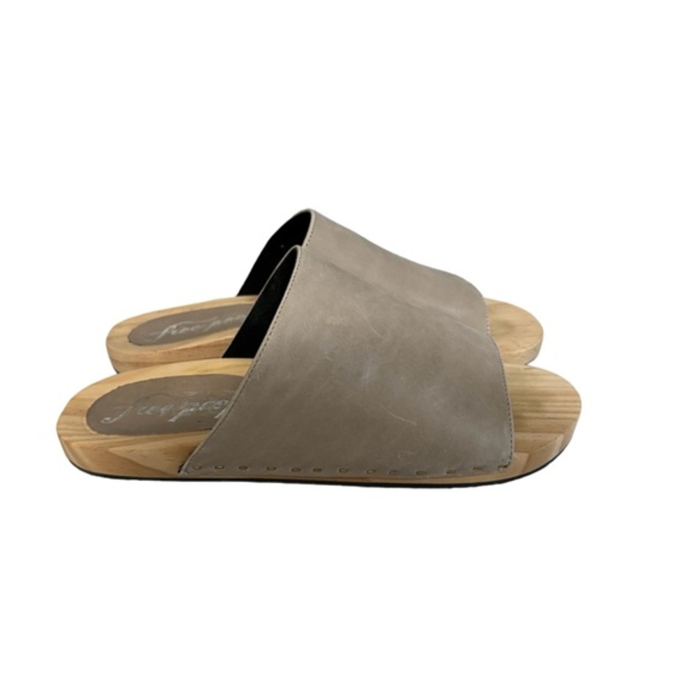 FREE PEOPLE  Mainland Leather Wooden Slides Taupe size 39